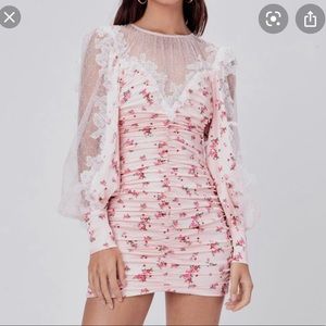 For Love and Lemons Aster Mini Dress floral lace S